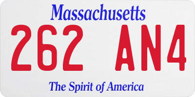 MA license plate 262AN4