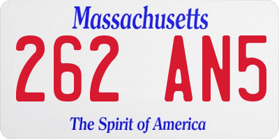 MA license plate 262AN5