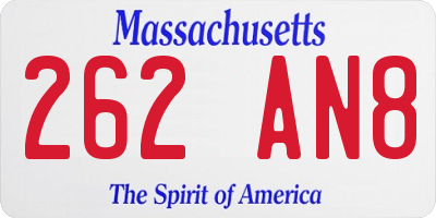 MA license plate 262AN8