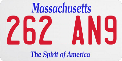 MA license plate 262AN9