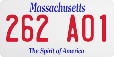 MA license plate 262AO1
