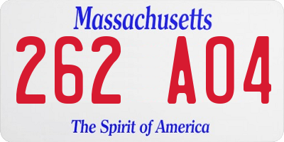MA license plate 262AO4