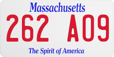 MA license plate 262AO9