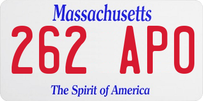MA license plate 262AP0
