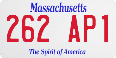 MA license plate 262AP1