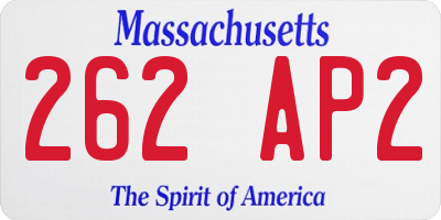 MA license plate 262AP2
