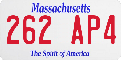 MA license plate 262AP4