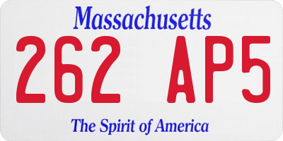 MA license plate 262AP5