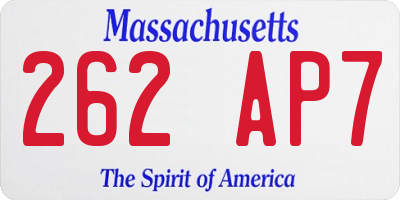 MA license plate 262AP7