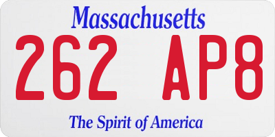 MA license plate 262AP8