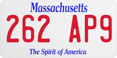MA license plate 262AP9