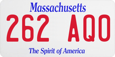 MA license plate 262AQ0