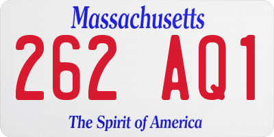 MA license plate 262AQ1