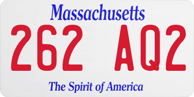 MA license plate 262AQ2