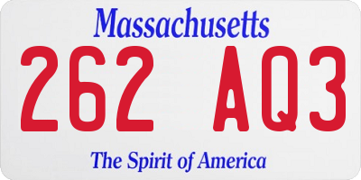 MA license plate 262AQ3