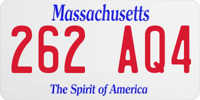 MA license plate 262AQ4