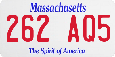 MA license plate 262AQ5