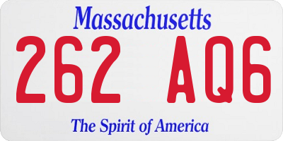 MA license plate 262AQ6