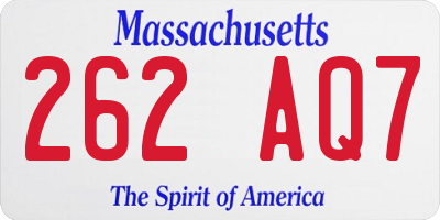 MA license plate 262AQ7