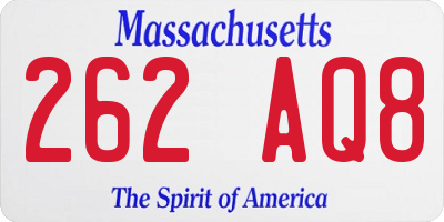 MA license plate 262AQ8