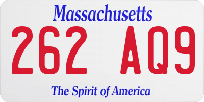 MA license plate 262AQ9