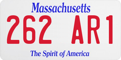 MA license plate 262AR1