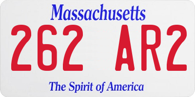 MA license plate 262AR2