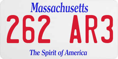 MA license plate 262AR3