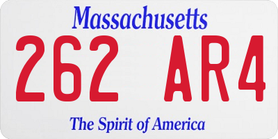 MA license plate 262AR4