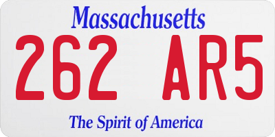 MA license plate 262AR5