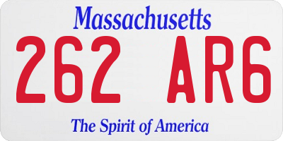 MA license plate 262AR6