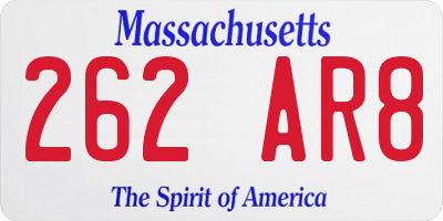 MA license plate 262AR8