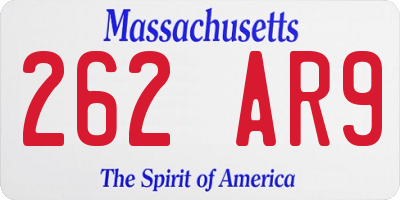 MA license plate 262AR9