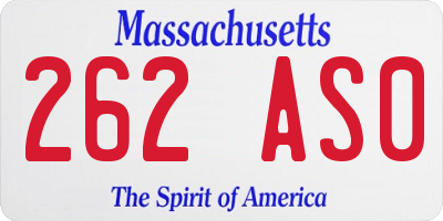 MA license plate 262AS0