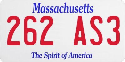 MA license plate 262AS3