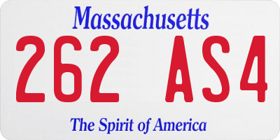 MA license plate 262AS4
