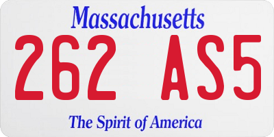 MA license plate 262AS5
