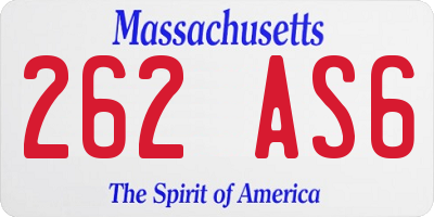 MA license plate 262AS6