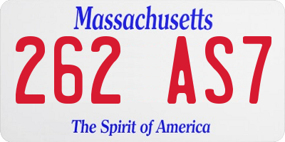 MA license plate 262AS7