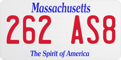 MA license plate 262AS8