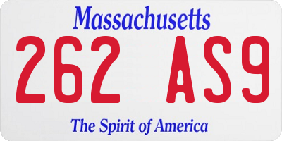 MA license plate 262AS9