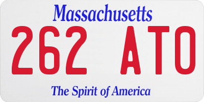 MA license plate 262AT0