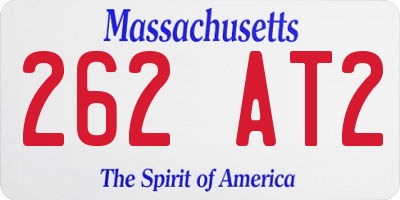 MA license plate 262AT2