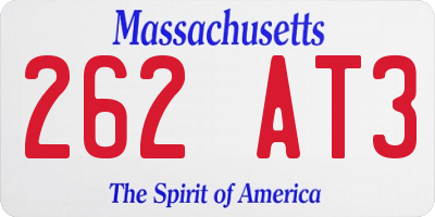 MA license plate 262AT3