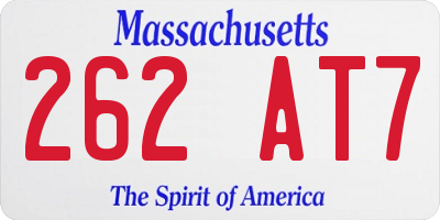 MA license plate 262AT7
