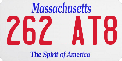 MA license plate 262AT8