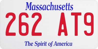 MA license plate 262AT9