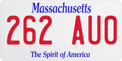 MA license plate 262AU0