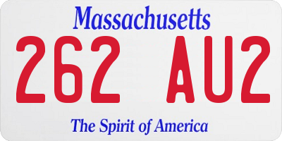 MA license plate 262AU2