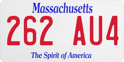 MA license plate 262AU4
